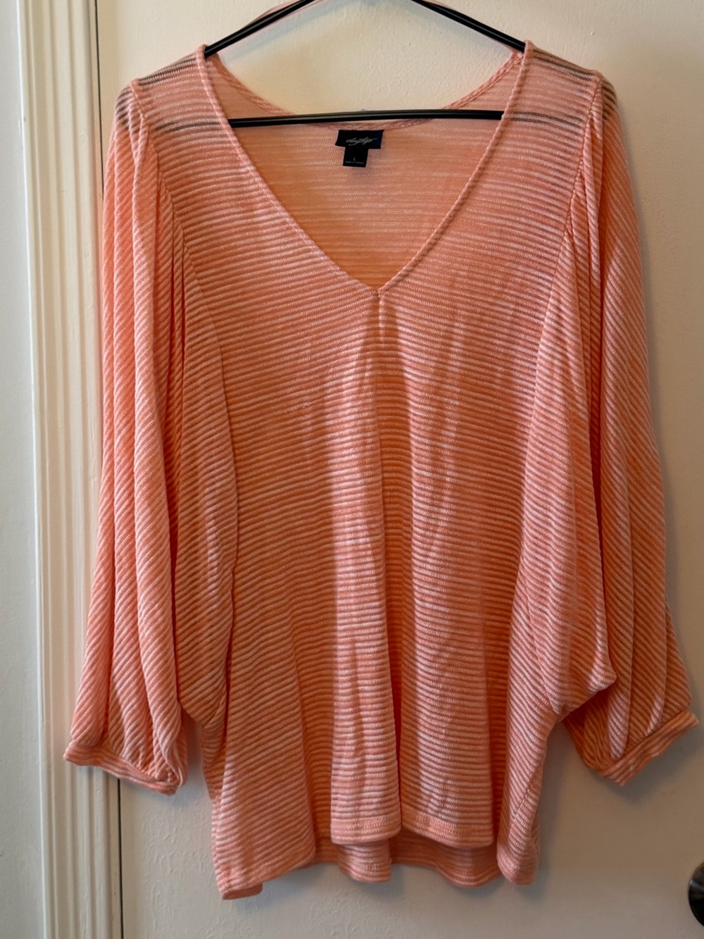 Daytrip Peach Striped V-Neck Tunic